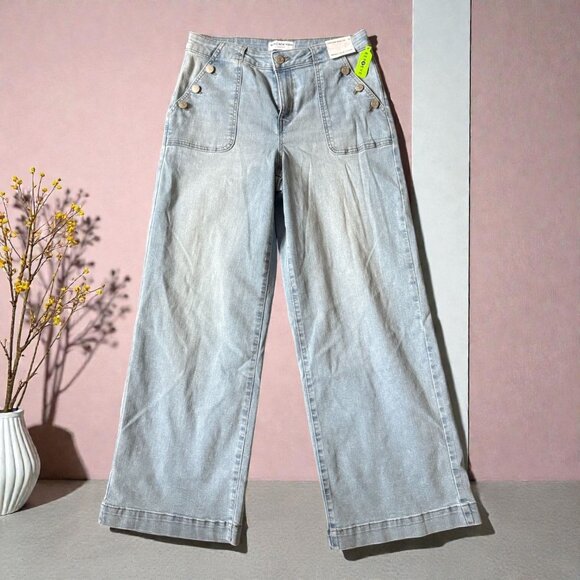 Marc New York Women's High Rise Wide Leg Jeans Light Wash Denim Stretch Sailor B - Picture 1 of 11